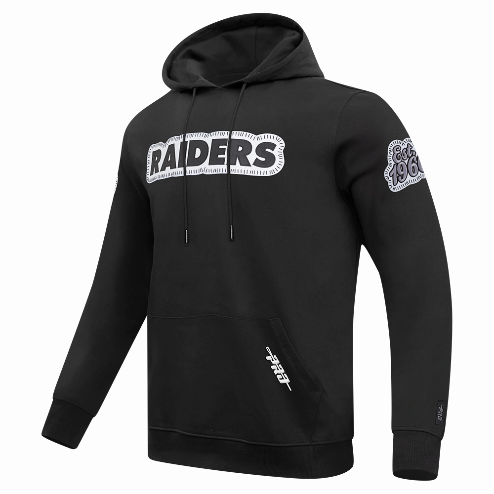 NFL LAS VEGAS RAIDERS DIY PICK STITCH MEN'S DOUBLE KNIT PULLOVER HOODIE (BLACK)