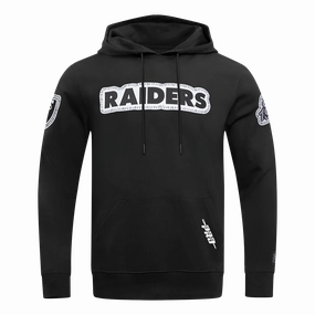 NFL LAS VEGAS RAIDERS DIY PICK STITCH MEN'S DOUBLE KNIT PULLOVER HOODIE (BLACK)