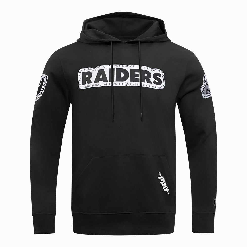 NFL LAS VEGAS RAIDERS DIY PICK STITCH MEN'S DOUBLE KNIT PULLOVER HOODIE (BLACK)