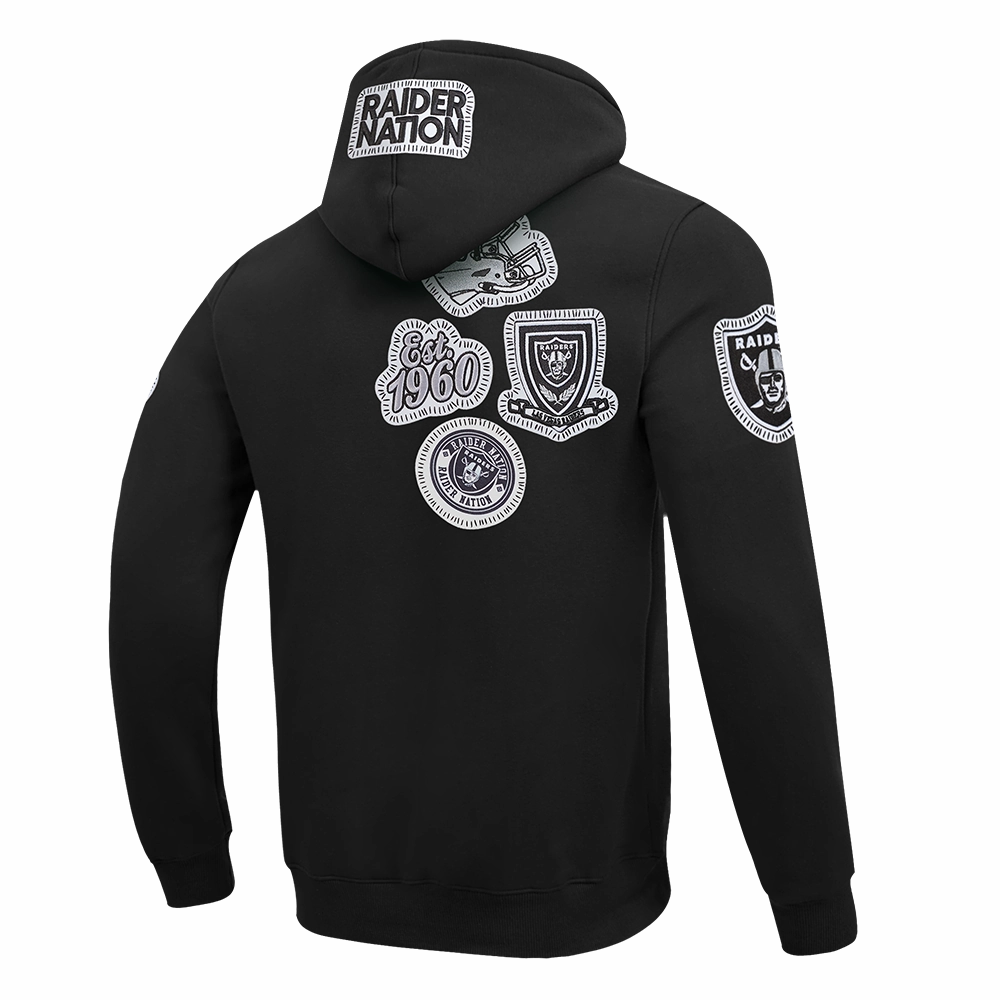 NFL LAS VEGAS RAIDERS DIY PICK STITCH MEN'S DOUBLE KNIT PULLOVER HOODIE (BLACK)
