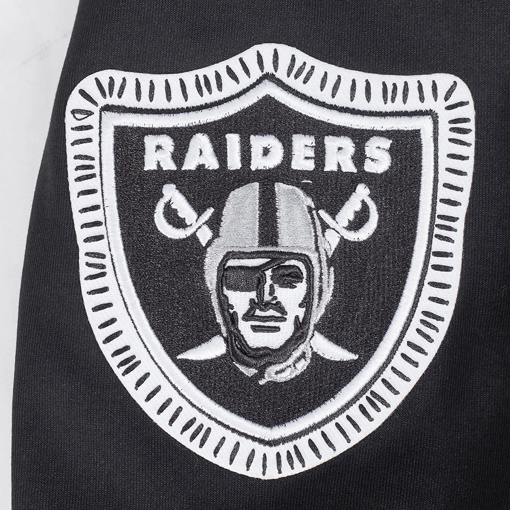 NFL LAS VEGAS RAIDERS DIY PICK STITCH MEN'S DOUBLE KNIT PULLOVER HOODIE (BLACK)