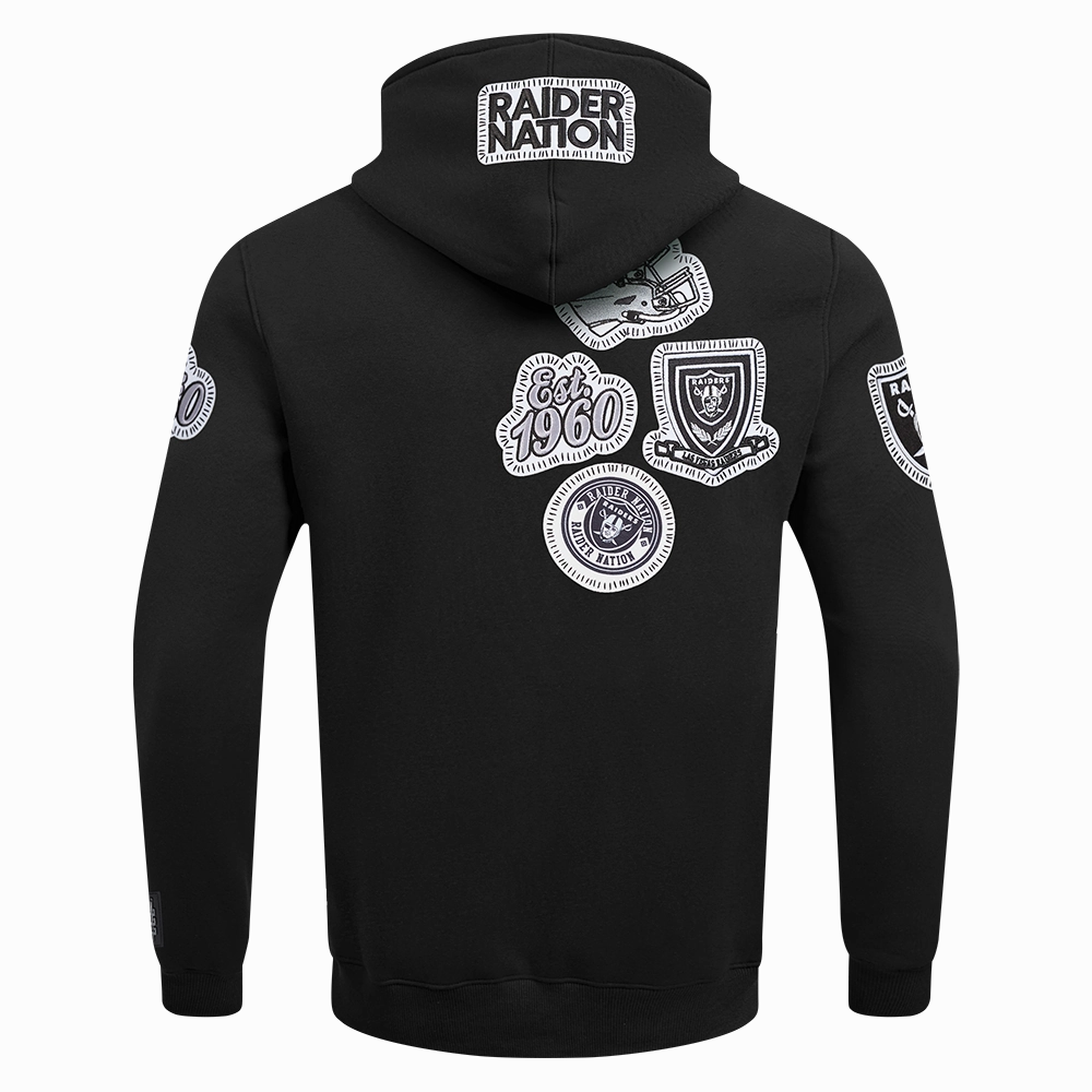NFL LAS VEGAS RAIDERS DIY PICK STITCH MEN'S DOUBLE KNIT PULLOVER HOODIE (BLACK)