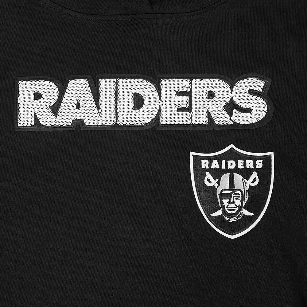 NFL LAS VEGAS RAIDERS GAME DAY CLASSICS WOMEN'S DK CROPPED PO HOODIE (BLACK)