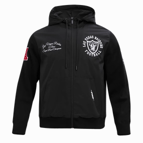 NFL LAS VEGAS RAIDERS HYBRID WOVEN MEN'S FULL ZIP PULLOVER HOODIE (BLACK)