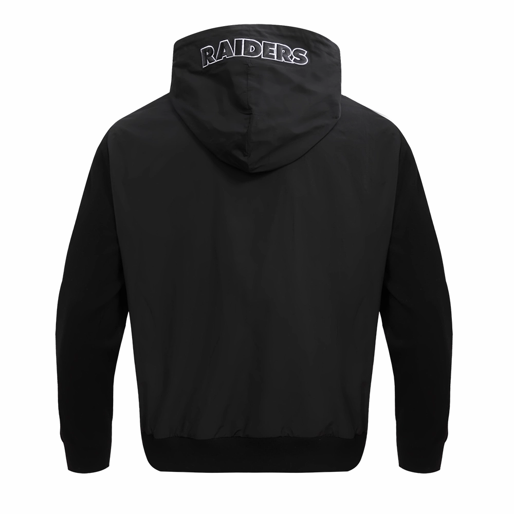 NFL LAS VEGAS RAIDERS HYBRID WOVEN MEN'S FULL ZIP PULLOVER HOODIE (BLACK)