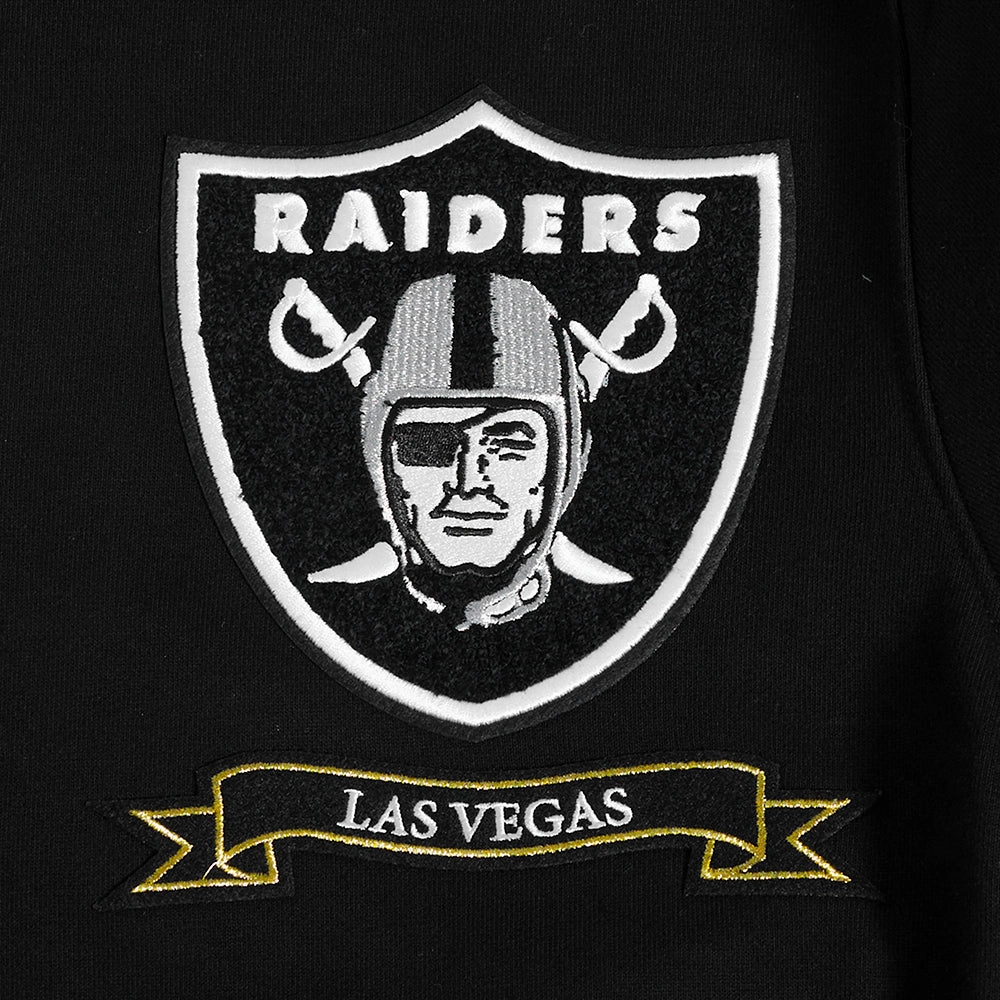 NFL LAS VEGAS RAIDERS PRO PREP RIB FLEECE MEN'S PULLOVER HOODIE (BLACK/GRAY)