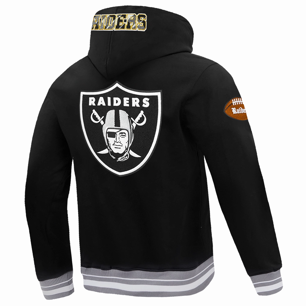 NFL LAS VEGAS RAIDERS PRO PREP RIB FLEECE MEN'S PULLOVER HOODIE (BLACK/GRAY)