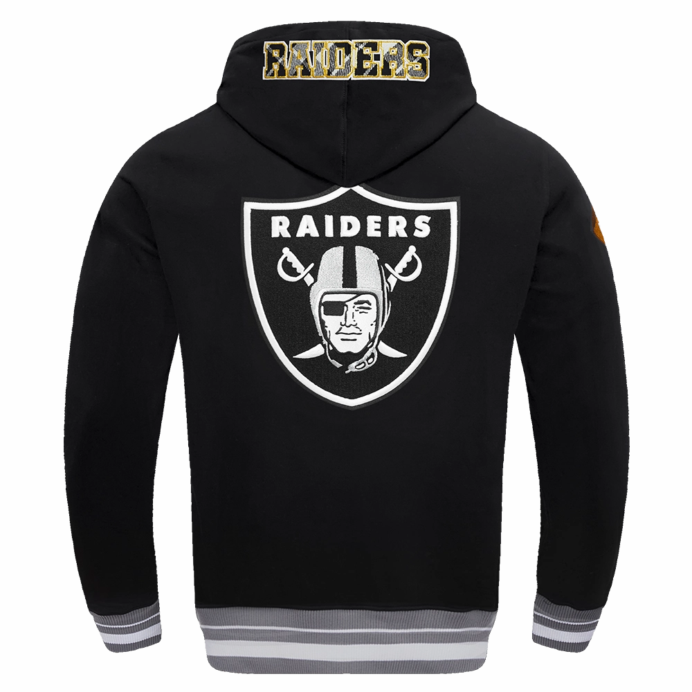 NFL LAS VEGAS RAIDERS PRO PREP RIB FLEECE MEN'S PULLOVER HOODIE (BLACK/GRAY)
