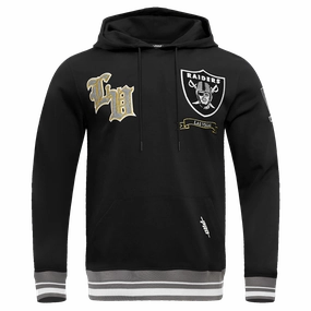 NFL LAS VEGAS RAIDERS PRO PREP RIB FLEECE MEN'S PULLOVER HOODIE (BLACK/GRAY)