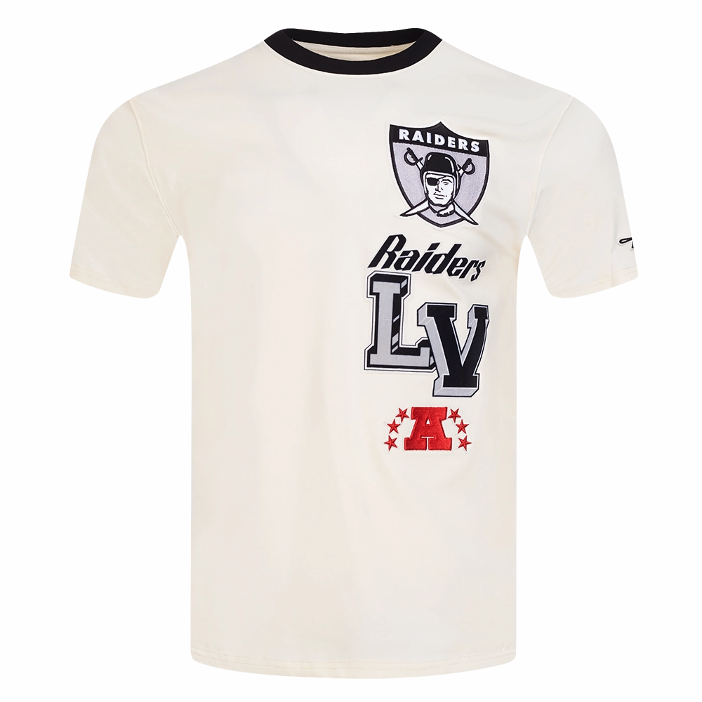 NFL LAS VEGAS RAIDERS RETRO CASCADE MEN'S RINGER TEE (EGGSHELL/ BLACK)