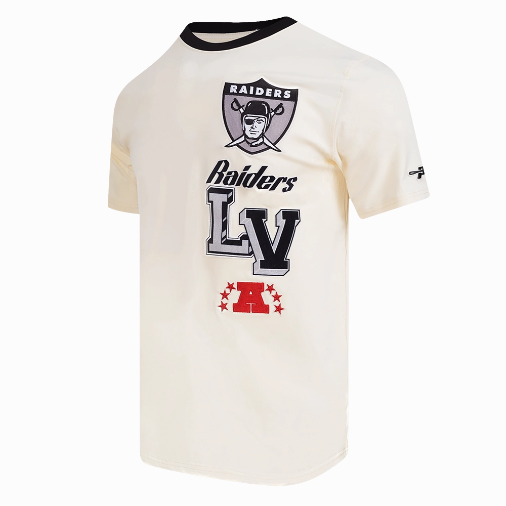 NFL LAS VEGAS RAIDERS RETRO CASCADE MEN'S RINGER TEE (EGGSHELL/ BLACK)