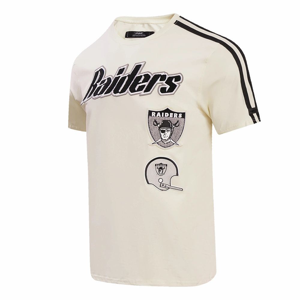 NFL LAS VEGAS RAIDERS RETRO CLASSIC MEN'S STRIPED TEE (EGGSHELL/ BLACK)