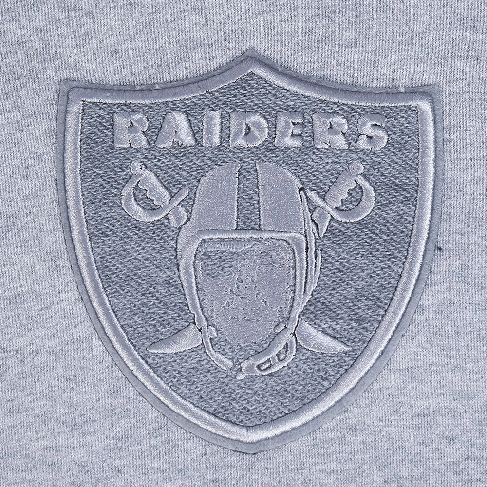 NFL LAS VEGAS RAIDERS REVERSE FRENCH TERRY MEN'S DROP SHOULDER FLEECE PULLOVER HOODIE (DARK HEATHER GRAY)