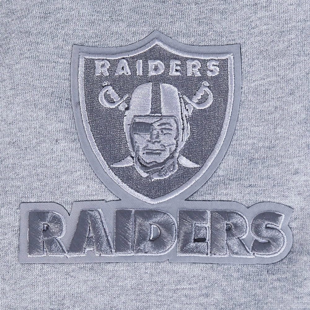 NFL LAS VEGAS RAIDERS REVERSE FRENCH TERRY MEN'S DROP SHOULDER FLEECE PULLOVER HOODIE (DARK HEATHER GRAY)