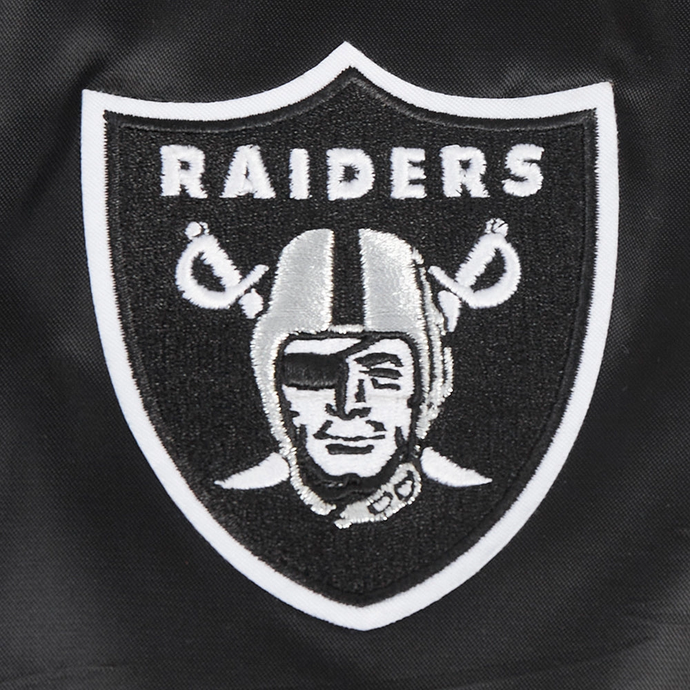 NFL LAS VEGAS RAIDERS SCRIPT TAIL WOMEN'S SATIN JACKET (BLACK/GRAY)