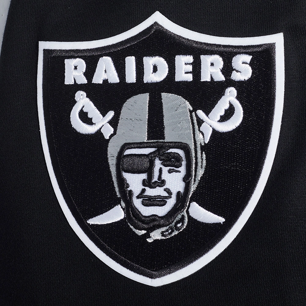 NFL LAS VEGAS RAIDERS TEAM PENNANTS MEN'S RIB FLEECE PULLOVER HOODIE (BLACK/GRAY)