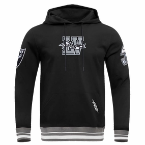 NFL LAS VEGAS RAIDERS TEAM PENNANTS MEN'S RIB FLEECE PULLOVER HOODIE (BLACK/GRAY)
