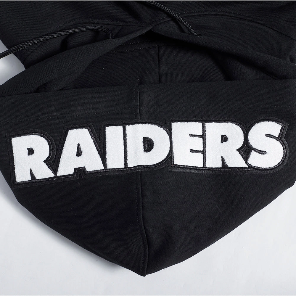 NFL LAS VEGAS RAIDERS TEAM PENNANTS MEN'S RIB FLEECE PULLOVER HOODIE (BLACK/GRAY)