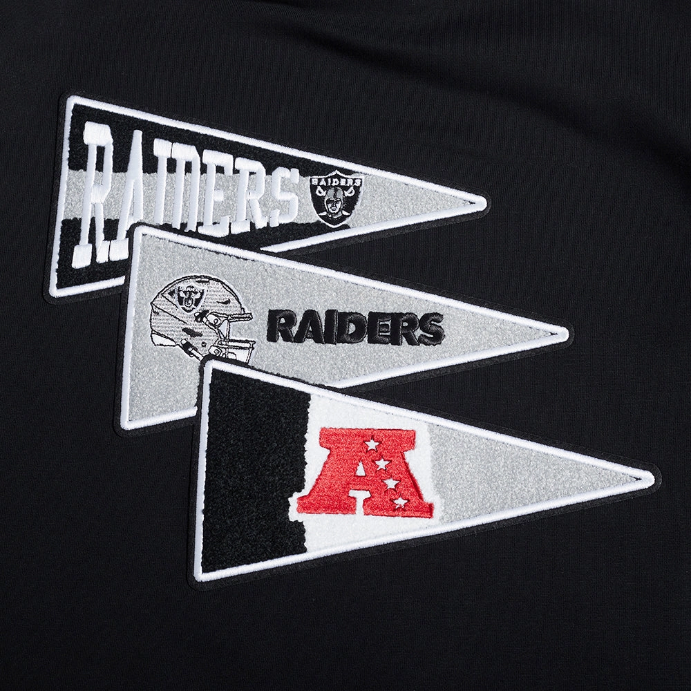 NFL LAS VEGAS RAIDERS TEAM PENNANTS MEN'S RIB FLEECE PULLOVER HOODIE (BLACK/GRAY)