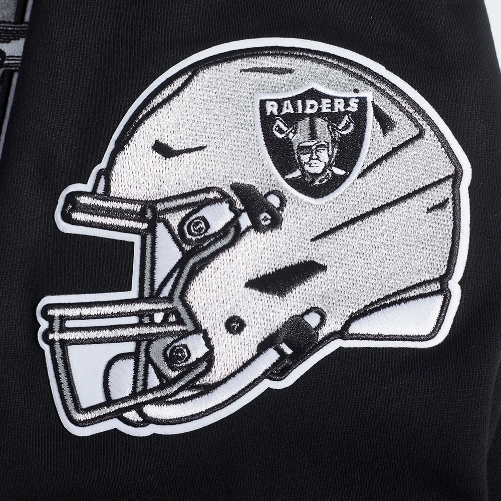 NFL LAS VEGAS RAIDERS TEAM PENNANTS MEN'S RIB FLEECE PULLOVER HOODIE (BLACK/GRAY)
