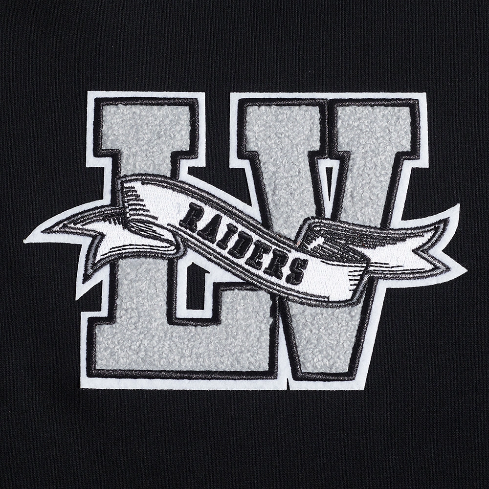 NFL LAS VEGAS RAIDERS TEAM PENNANTS MEN'S RIB FLEECE PULLOVER HOODIE (BLACK/GRAY)