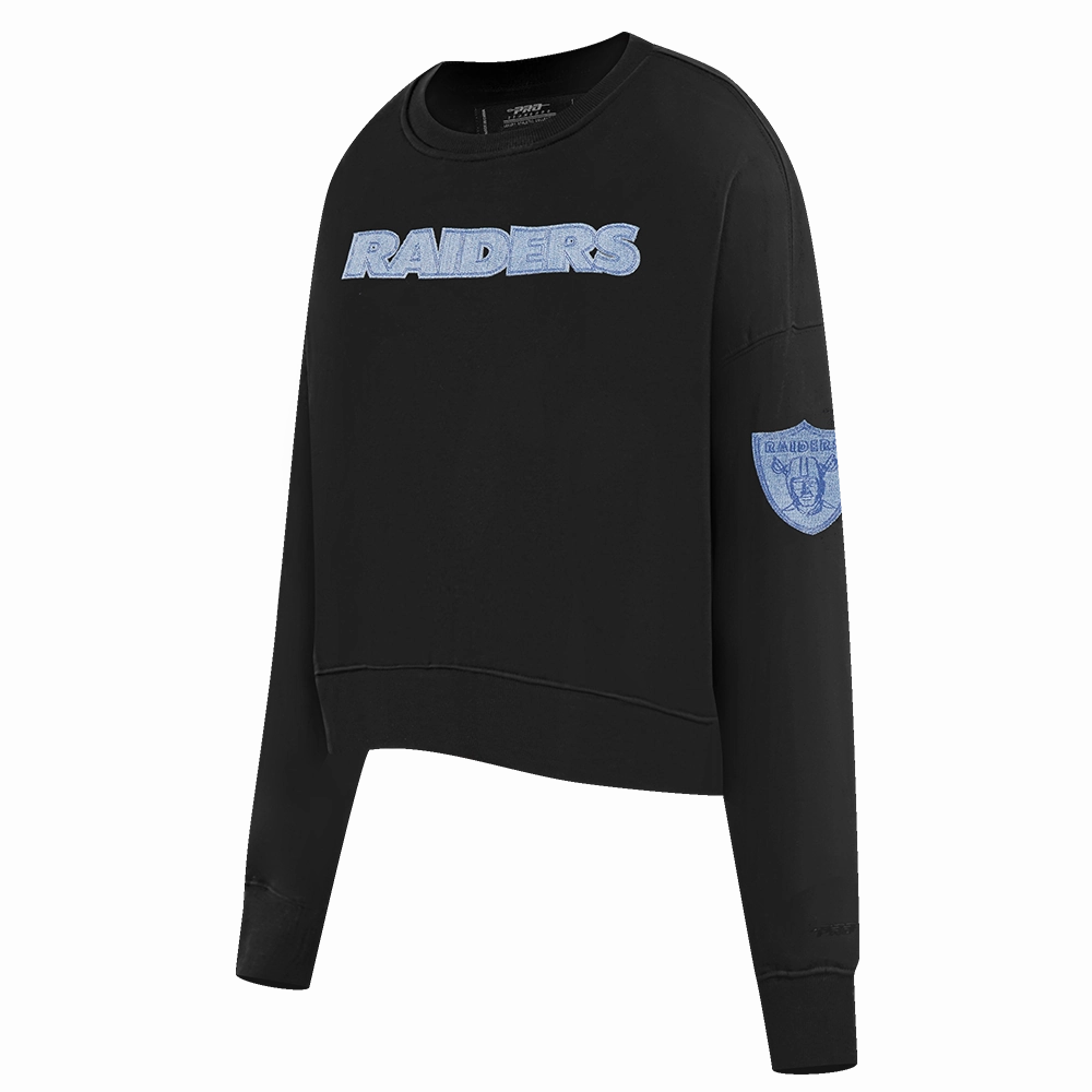 NFL LAS VEGAS RAIDERS VARSITY BLUES WOMEN'S CREWNECK (BLACK)