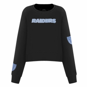 NFL LAS VEGAS RAIDERS VARSITY BLUES WOMEN'S CREWNECK (BLACK)