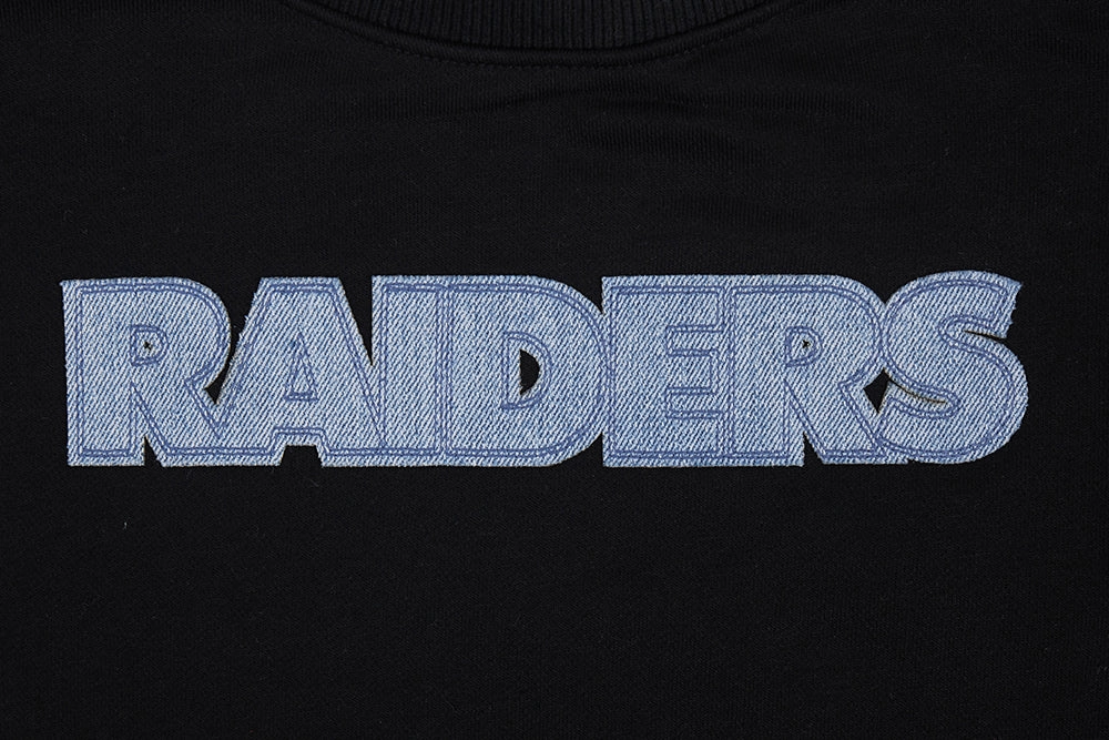 NFL LAS VEGAS RAIDERS VARSITY BLUES WOMEN'S CREWNECK (BLACK)