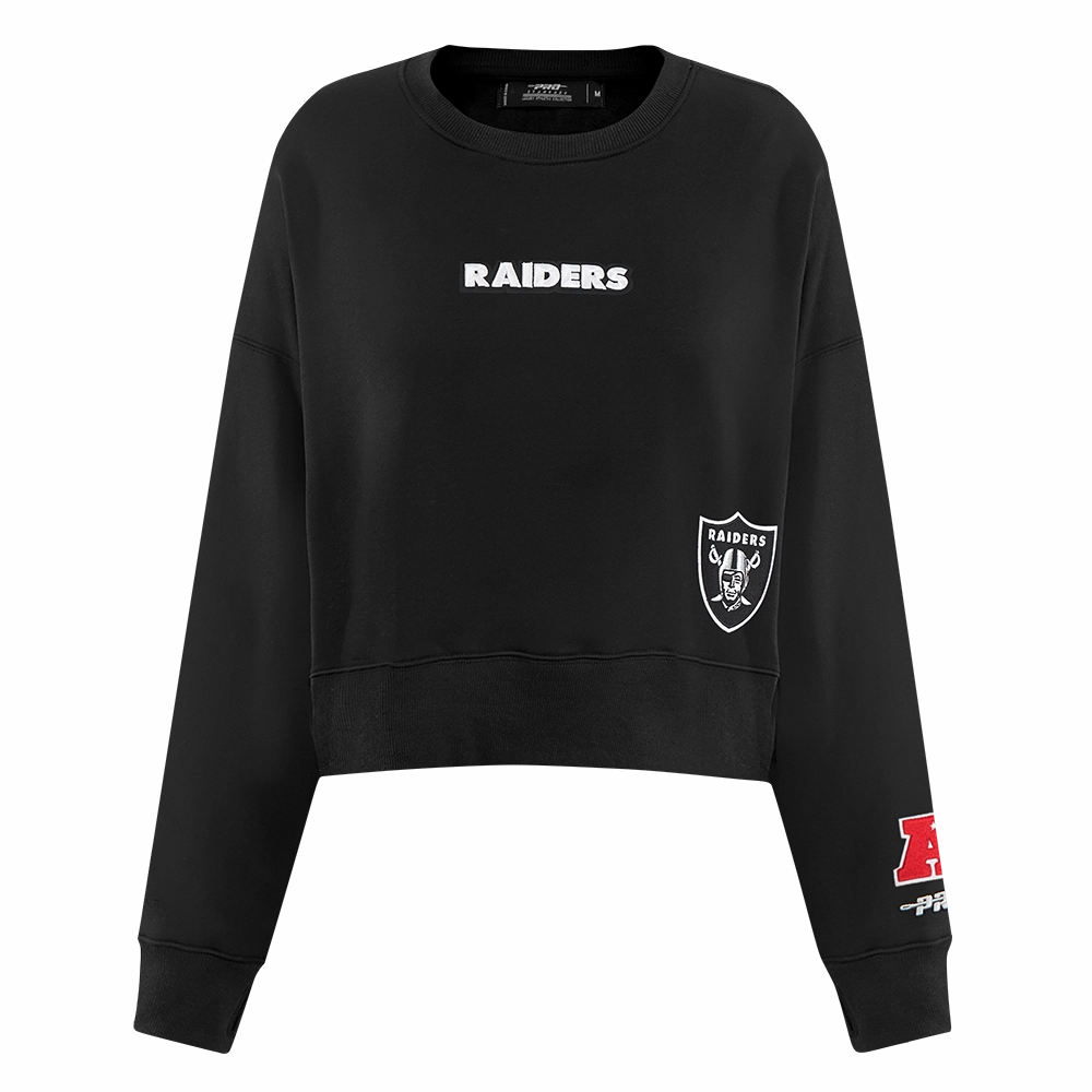 NFL LAS VEGAS RAIDERS WINGSPAN WOMEN'S FLEECE CREWNECK (BLACK)