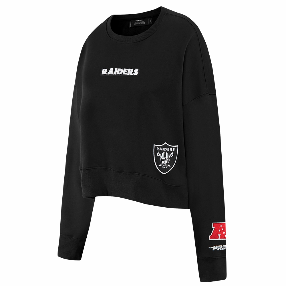 NFL LAS VEGAS RAIDERS WINGSPAN WOMEN'S FLEECE CREWNECK (BLACK)
