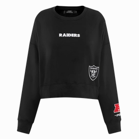 NFL LAS VEGAS RAIDERS WINGSPAN WOMEN'S FLEECE CREWNECK (BLACK)