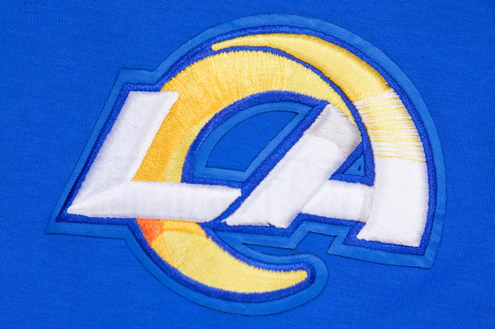 NFL LOS ANGELES RAMS CLASSIC CHENILLE MEN'S DOUBLE KNIT PULLOVER HOODIE (ROYAL BLUE)
