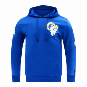 NFL LOS ANGELES RAMS CLASSIC CHENILLE MEN'S DOUBLE KNIT PULLOVER HOODIE (ROYAL BLUE)