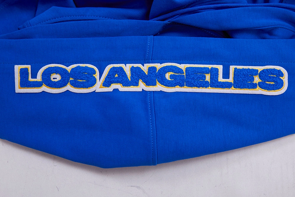 NFL LOS ANGELES RAMS CLASSIC CHENILLE MEN'S DOUBLE KNIT PULLOVER HOODIE (ROYAL BLUE)