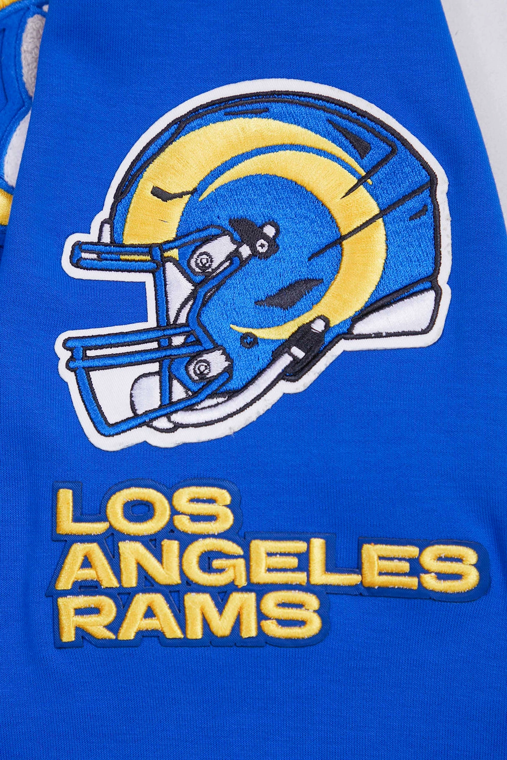 NFL LOS ANGELES RAMS CLASSIC CHENILLE MEN'S DOUBLE KNIT PULLOVER HOODIE (ROYAL BLUE)