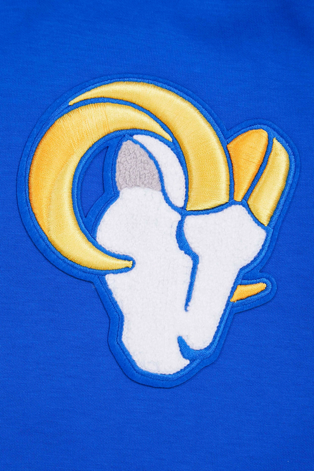 NFL LOS ANGELES RAMS CLASSIC CHENILLE MEN'S DOUBLE KNIT PULLOVER HOODIE (ROYAL BLUE)