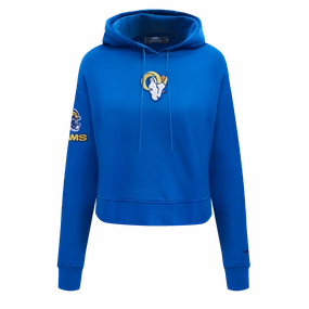 NFL LOS ANGELES RAMS CLASSIC WOMEN'S CROPPED PULLOVER HOODIE (ROYAL BLUE)