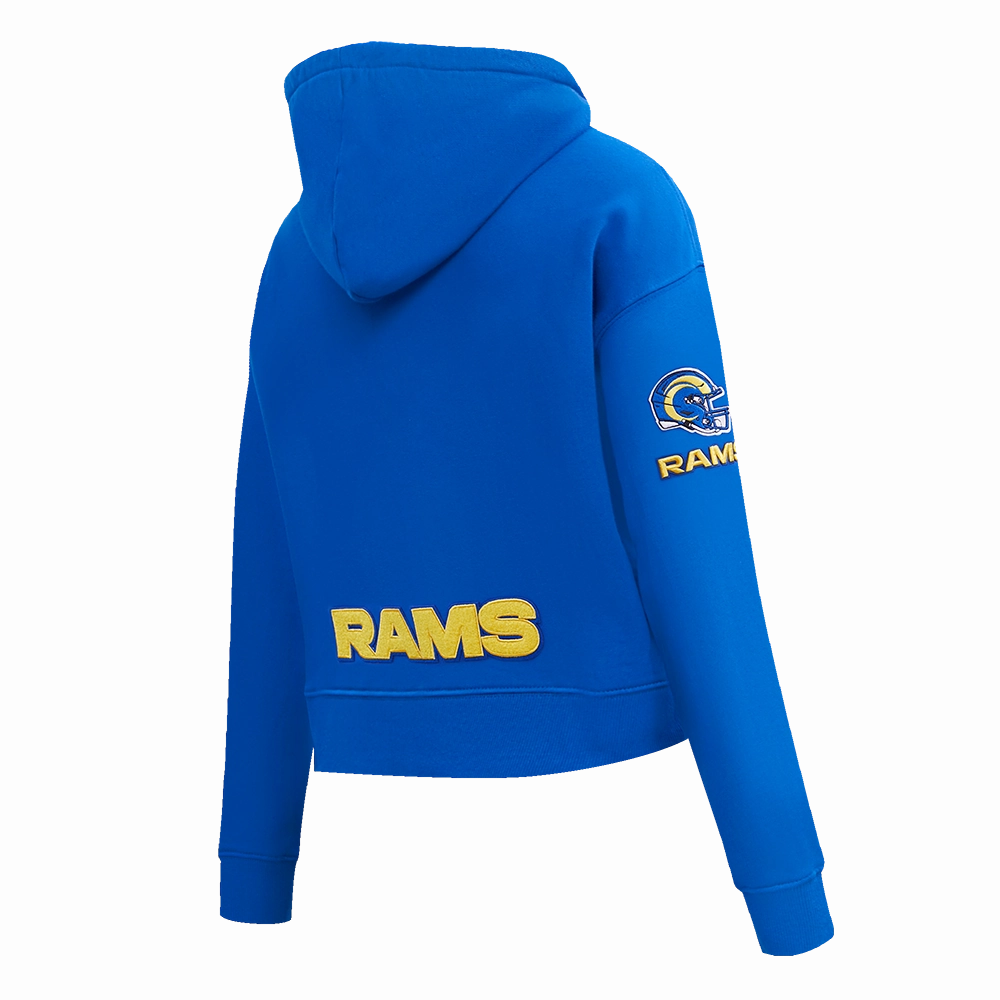NFL LOS ANGELES RAMS CLASSIC WOMEN'S CROPPED PULLOVER HOODIE (ROYAL BLUE)