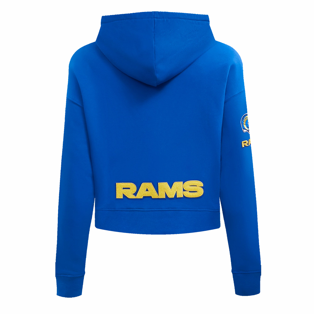 NFL LOS ANGELES RAMS CLASSIC WOMEN'S CROPPED PULLOVER HOODIE (ROYAL BLUE)