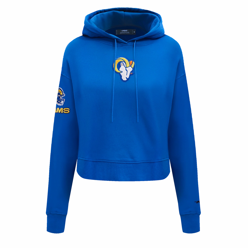 NFL LOS ANGELES RAMS CLASSIC WOMEN'S CROPPED PULLOVER HOODIE (ROYAL BLUE)