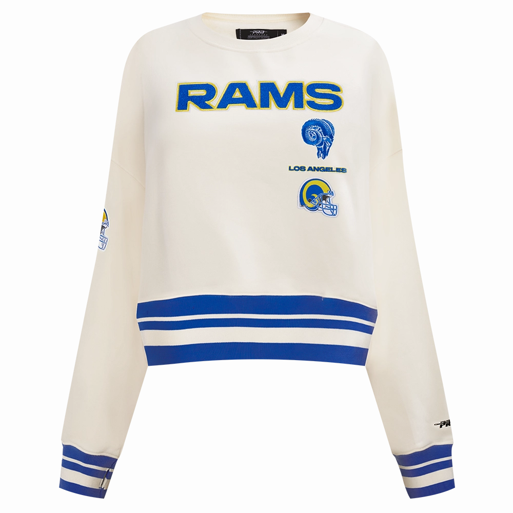 NFL LOS ANGELES RAMS RETRO CLASSIC WOMEN'S CREWNECK (EGGSHELL/ROYAL BLUE)