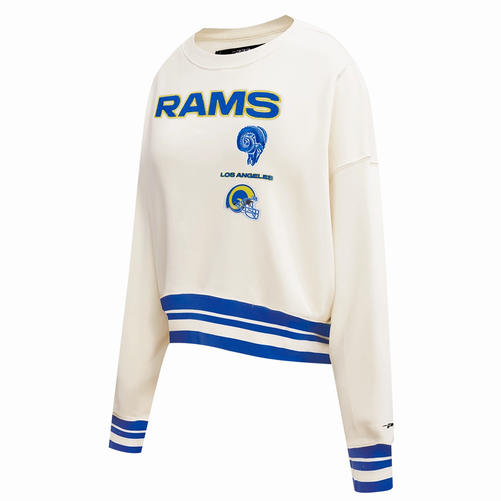 NFL LOS ANGELES RAMS RETRO CLASSIC WOMEN'S CREWNECK (EGGSHELL/ROYAL BLUE)