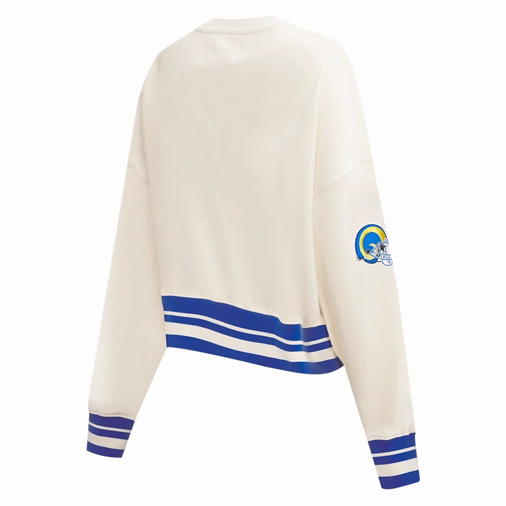 NFL LOS ANGELES RAMS RETRO CLASSIC WOMEN'S CREWNECK (EGGSHELL/ROYAL BLUE)