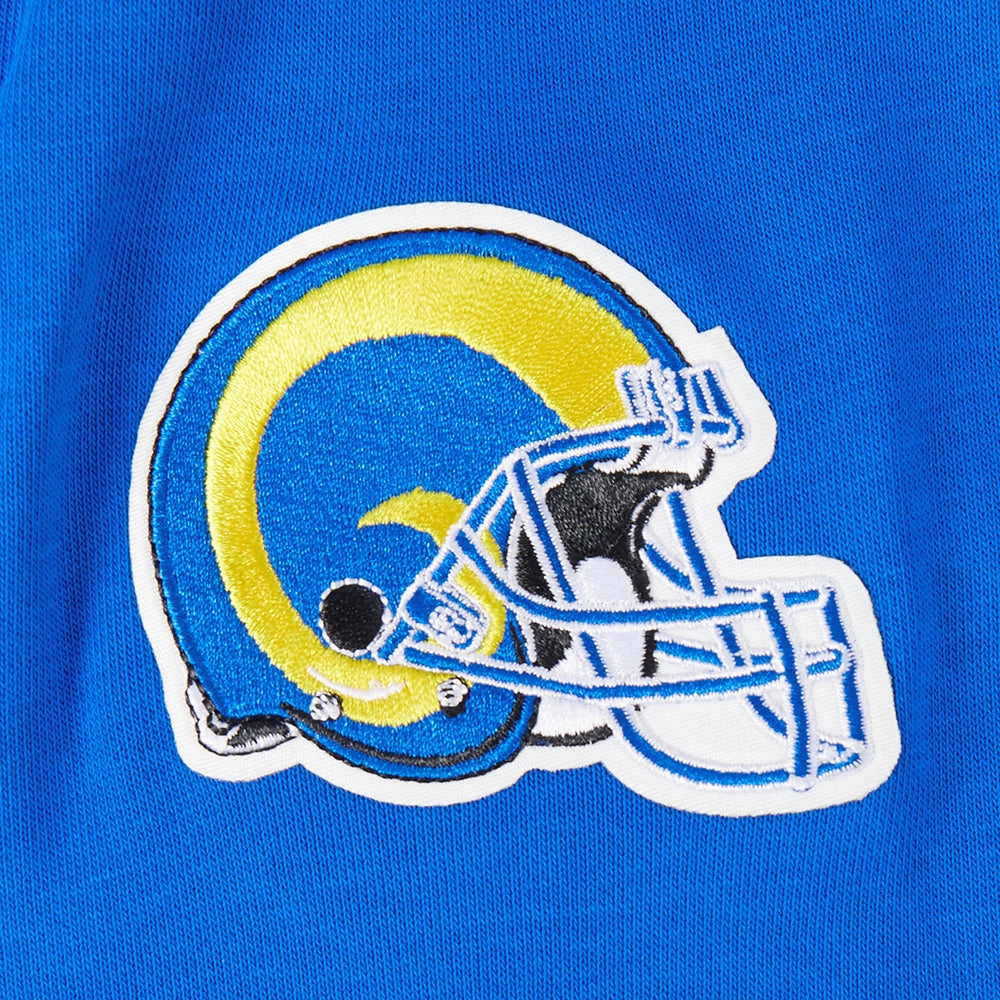 NFL LOS ANGELES RAMS RETRO CLASSIC WOMEN'S CROPPED PULLOVER HOODIE (ROYAL BLUE)