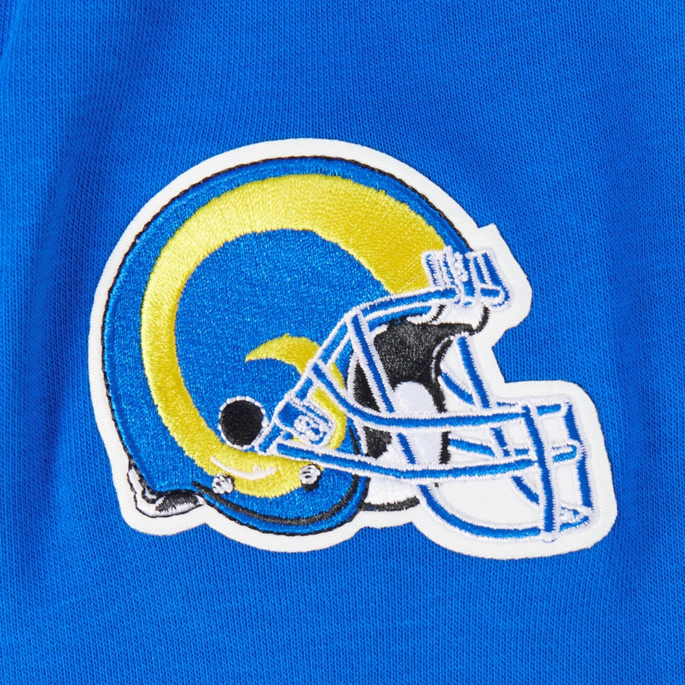 NFL LOS ANGELES RAMS RETRO CLASSIC WOMEN'S CROPPED PULLOVER HOODIE (ROYAL BLUE)