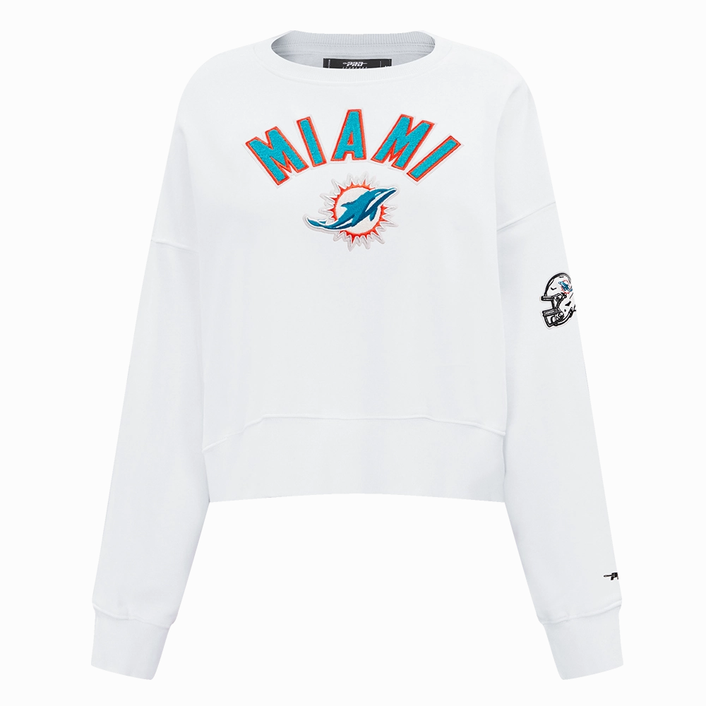 NFL MIAMI DOLPHINS CLASSIC WOMEN'S CREWNECK (WHITE)