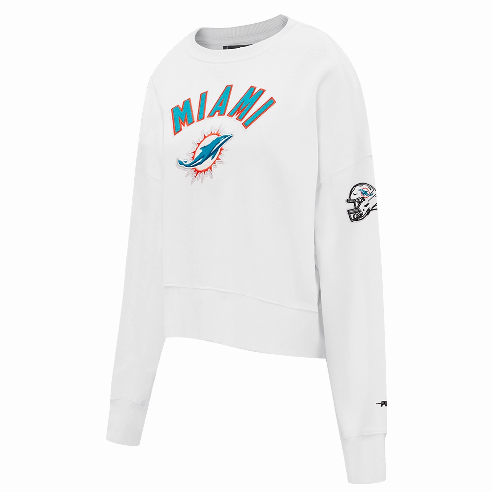 NFL MIAMI DOLPHINS CLASSIC WOMEN'S CREWNECK (WHITE)