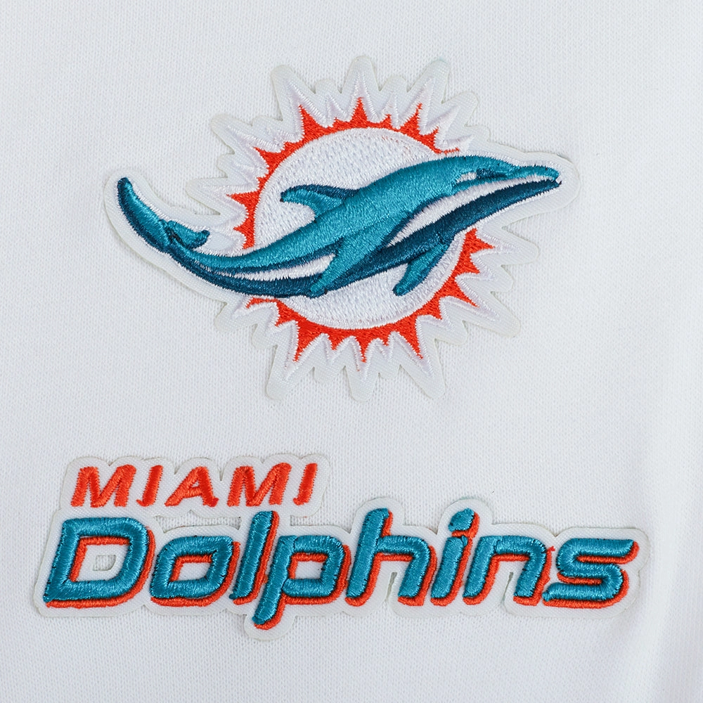 NFL MIAMI DOLPHINS CLASSIC WOMEN'S FLEECE CROPPED PULLOVER HOODIE (WHITE)