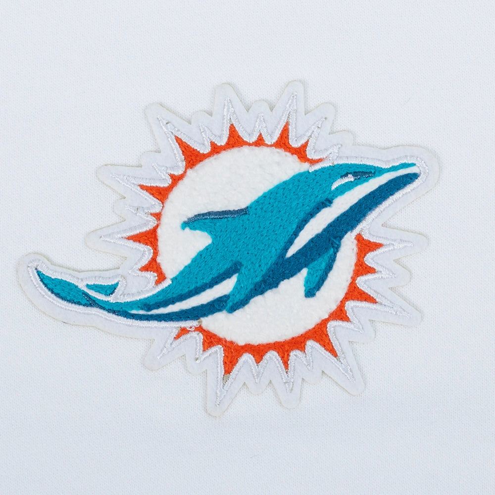 NFL MIAMI DOLPHINS CLASSIC WOMEN'S FLEECE CROPPED PULLOVER HOODIE (WHITE)
