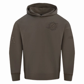 NFL MIAMI DOLPHINS NEUTRAL MEN'S DROP SHOULDER PULLOVER HOODIE (DARK TAUPE)